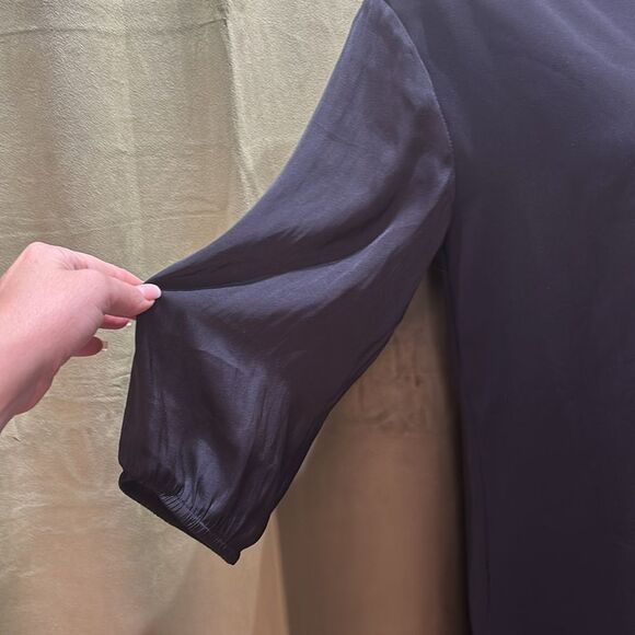 Sisley Black Ruffled Sheath Dress with Puff Sleeves, US4 - Picture 2 of 8